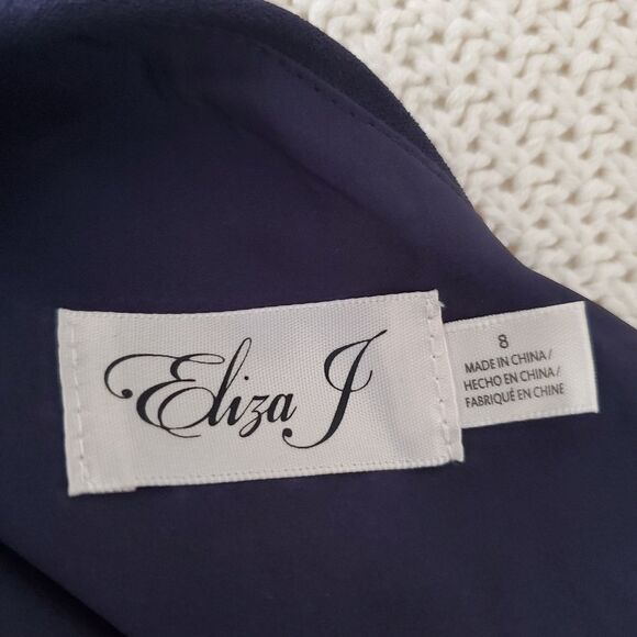 Eliza J Belted One Shoulder Fit & Flare Gown - size 8 in Blue - Picture 13 of 15